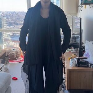 Marc le Bihan black wool jacket with draped tulle